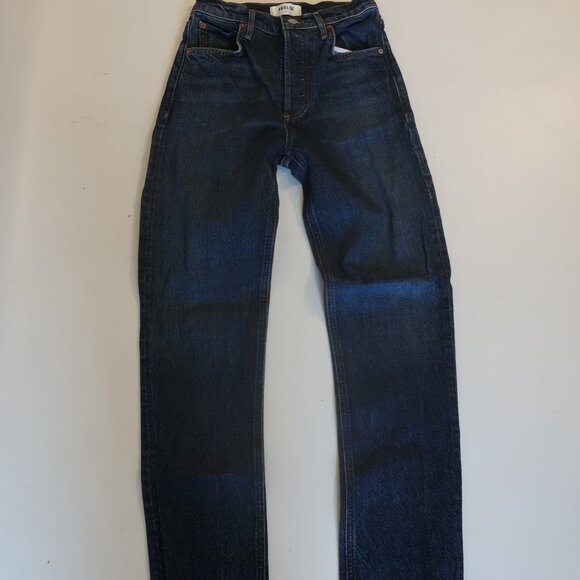 Womens Agolde Riley Long Blue Dark Wash Style A9090B-1255 Button-Fly Jeans 23 * - Picture 5 of 13